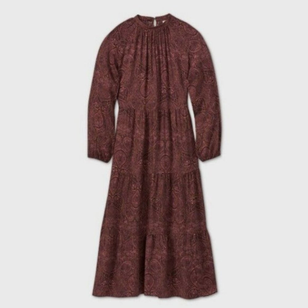 Purple Printed Long Sleeve Tiered Dress, A New Day